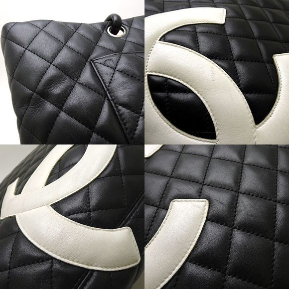 Chanel Cambon Line Tote Bag Large Matelasse Calf Black x White - Picture 4 of 6